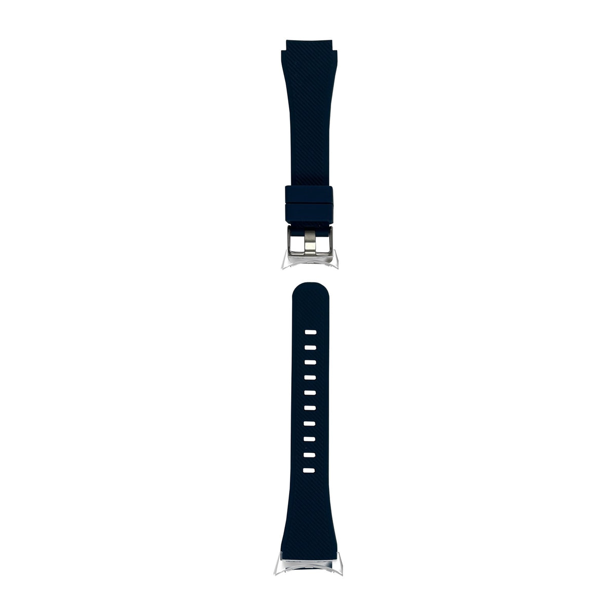 Flexi Silicone Midnight Blue Silver with Google Pixel Spring Bar Adapters - Wear Any 20mm Strap! for Pixel Watch 3-5 45mm