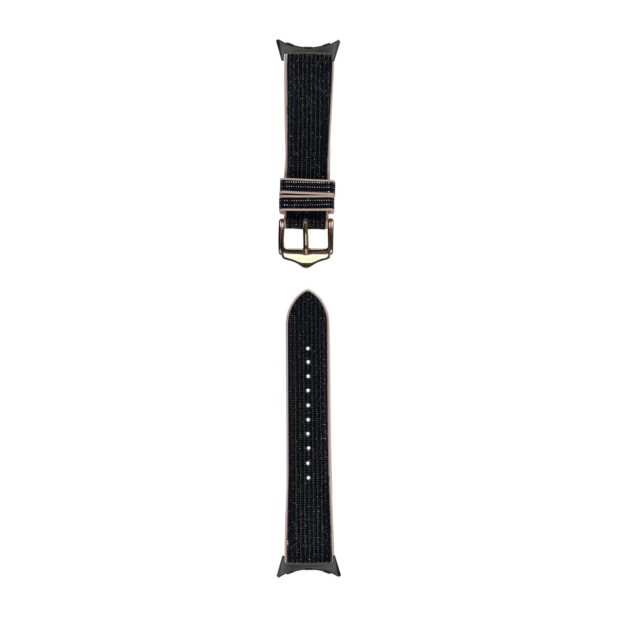 Sparkle Hybrid Black / Gold / Blue with Google Pixel Spring Bar Adapters - Wear Any 20mm Strap! for Pixel Watch 3-5 45mm