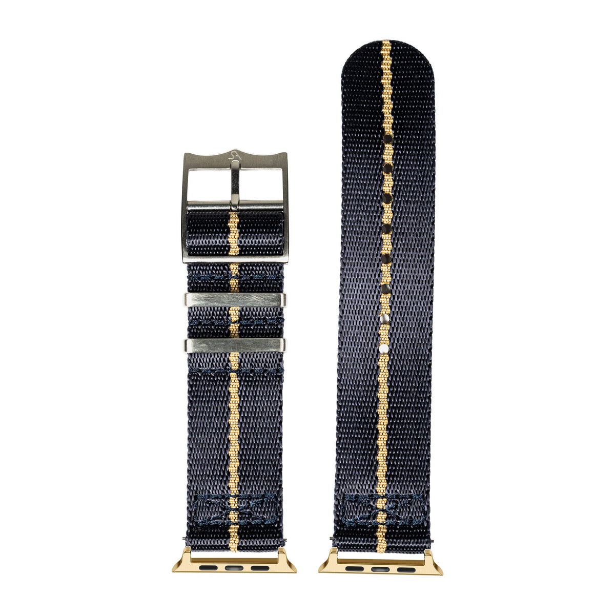 Supreme Militex - Navy Blue/Wheat Gold with Connecters - Spring Bar Type for Apple Watch