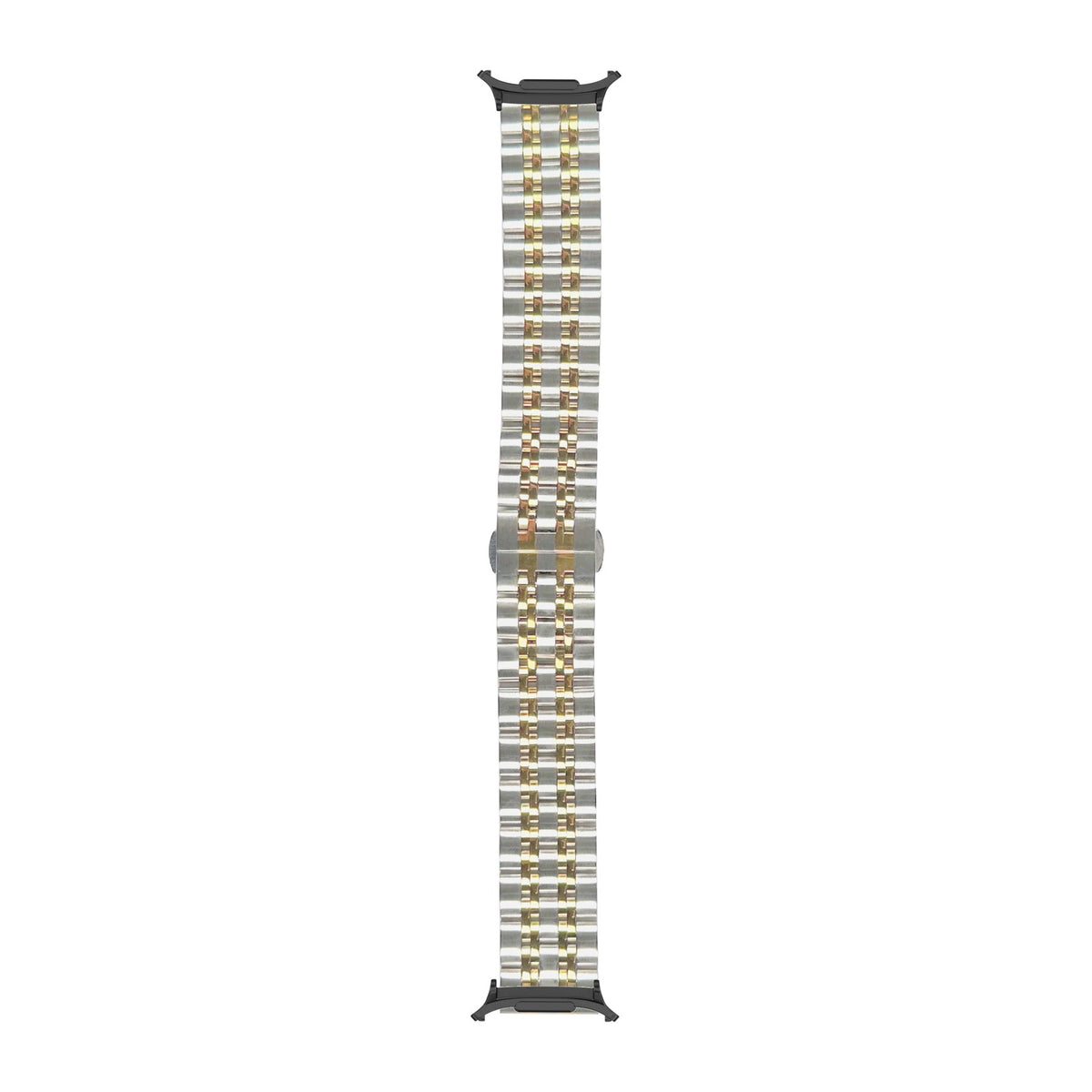Steel Bracelet (Silver/Rose Gold) - Deployment Clasp 2 Black with Strap Adapter for Galaxy Watch 8-9/Ultra