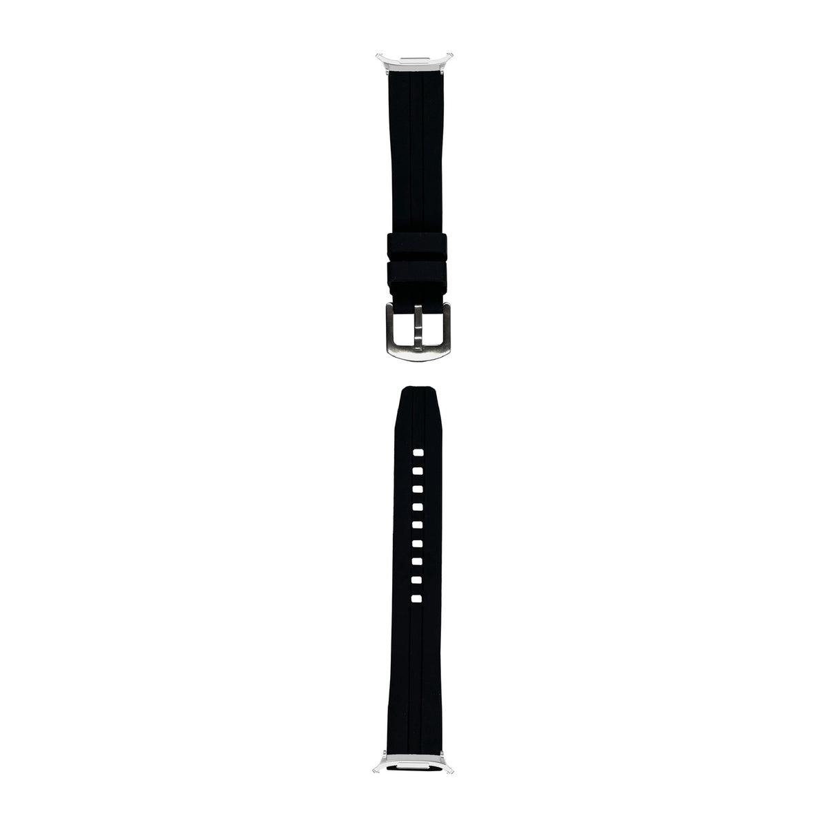 Large Silicone - Black Silver with Strap Adapter for Galaxy Watch 8-9/Ultra