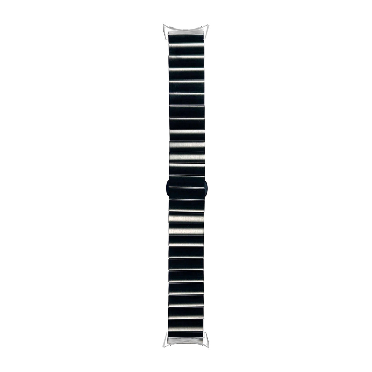 Steel Bracelet (Black) - Deployant Clasp 3 Silver with Google Pixel Spring Bar Adapters - Wear Any 20mm Strap! for Pixel Watch 3-5 45mm