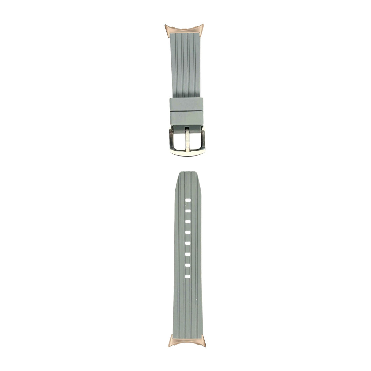 Flexi Silicone 4 Grey Rose Gold with Google Pixel Spring Bar Adapters - Wear Any 20mm Strap! for Pixel Watch 3-5 45mm