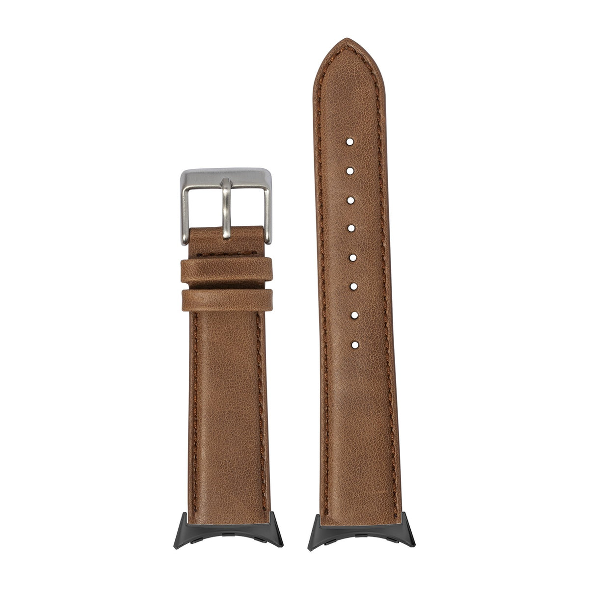 Padded Leather - Brown with Google Pixel Spring Bar Adapters - Wear Any 20mm Strap! for Pixel Watch 3-5 45mm