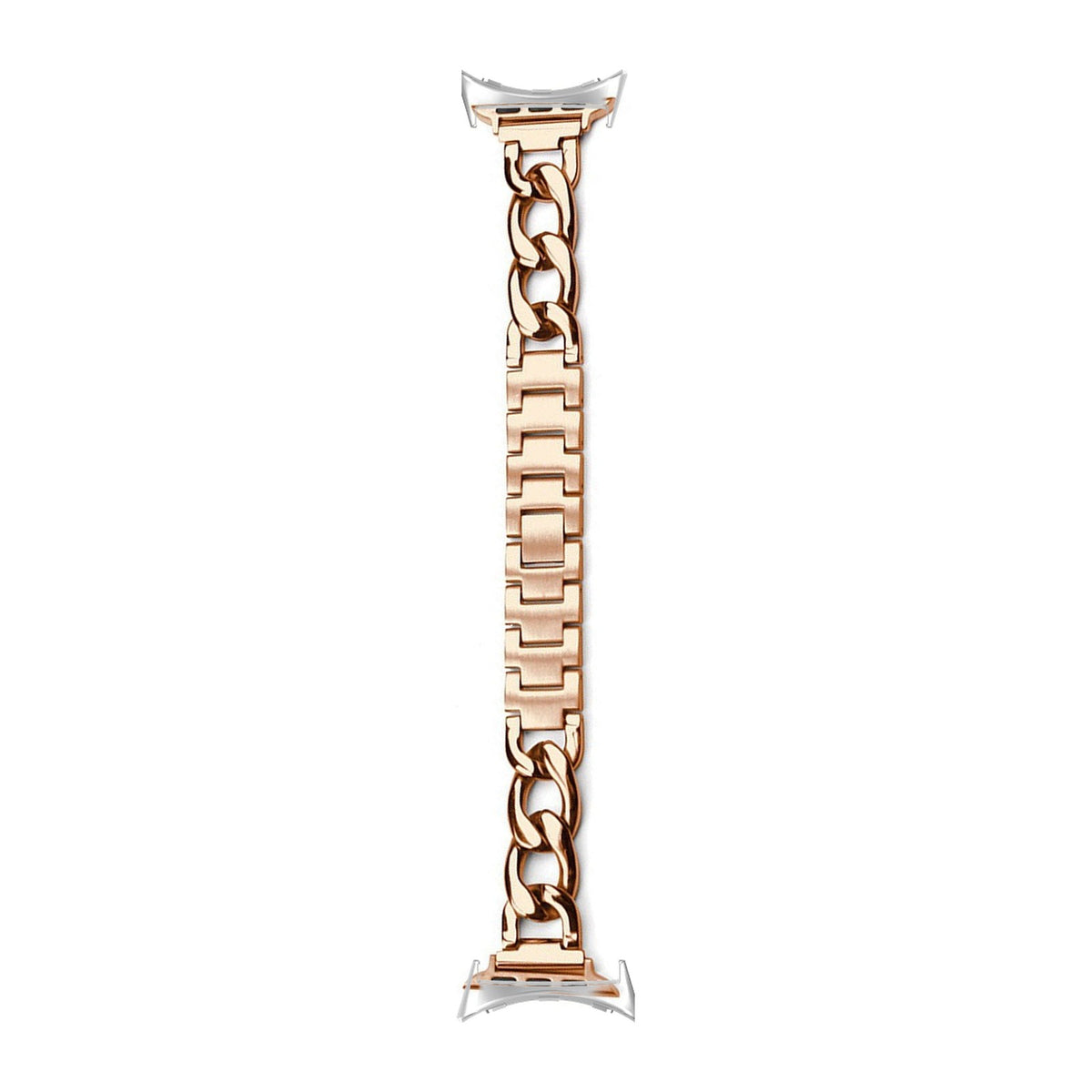 Chain Link Bracelet - Rose Gold Silver with Google Pixel Spring Bar Adapters - Wear Any 20mm Strap! for Pixel Watch 1-5 41mm