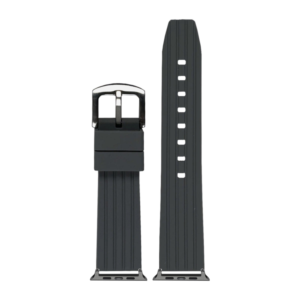 Flexi Silicone 4 Grey Black with Connecters - Spring Bar Type for Apple Watch