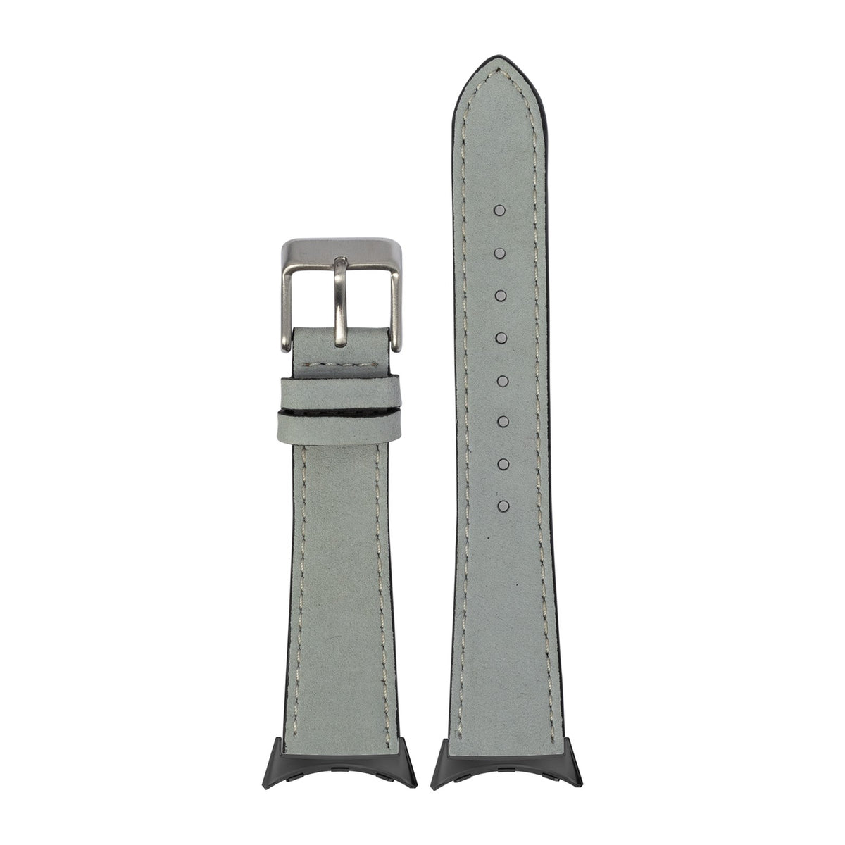 Nubuck Leather - Sky Blue | White Stitching Black with Google Pixel Spring Bar Adapters - Wear Any 20mm Strap! for Pixel Watch 3-5 45mm
