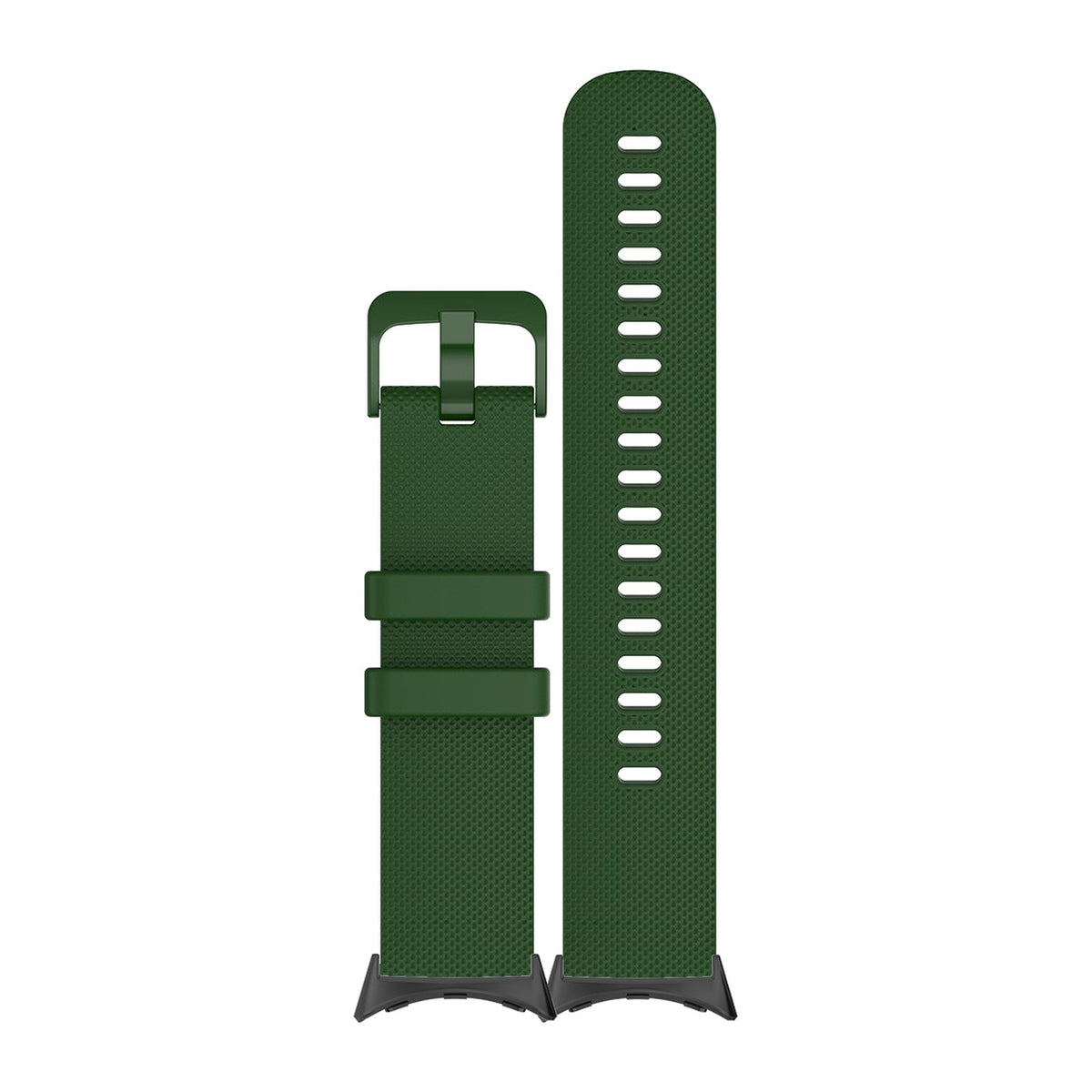Classic Silicone Forest Green Matching Black with Google Pixel Spring Bar Adapters - Wear Any 20mm Strap! for Pixel Watch 3-5 45mm