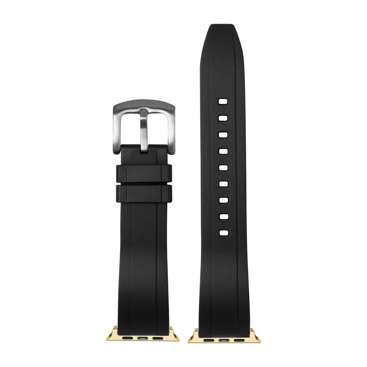 Kingston FKM Rubber - Black Gold with Connecters - Spring Bar Type for Apple Watch