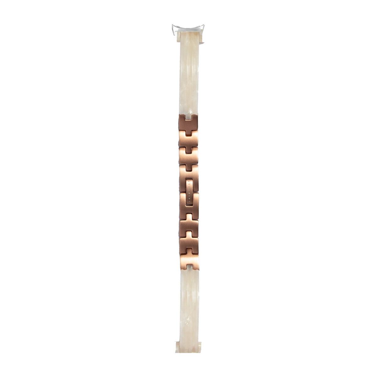 Acetate Bangle - White Pearl / Rose Gold Silver with Google Pixel Spring Bar Adapters - Wear Any 20mm Strap! for Pixel Watch 3-5 45mm