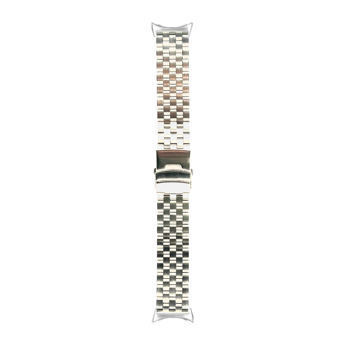 Engineer Bracelet - Folding Deployant Clasp - Silver Silver with Google Pixel Spring Bar Adapters - Wear Any 20mm Strap! for Pixel Watch 3-5 45mm