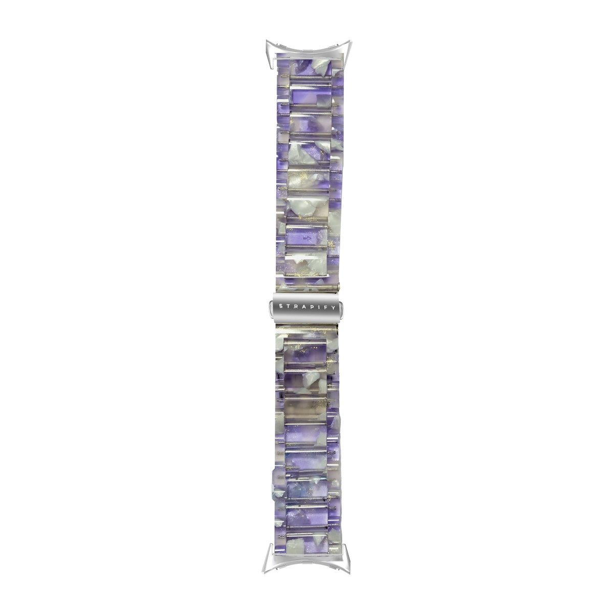 Crystalised Acetate - Lavender Dreams Silver with Google Pixel Spring Bar Adapters - Wear Any 20mm Strap! for Pixel Watch 1-5 41mm