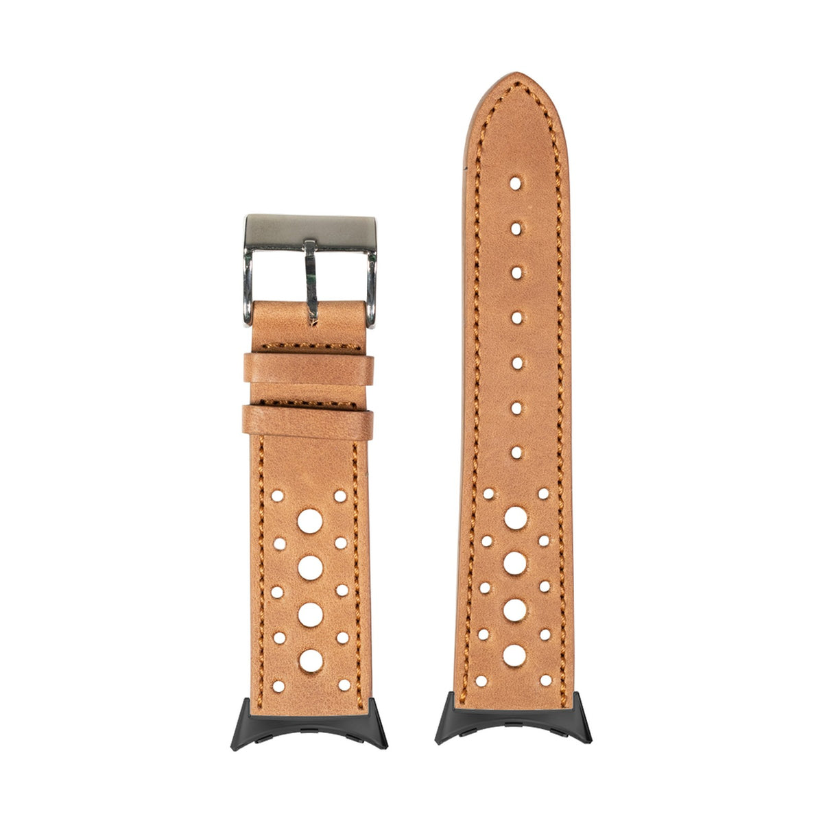 Leather - Daytona - Brown Black with Google Pixel Spring Bar Adapters - Wear Any 20mm Strap! for Pixel Watch 1-5 41mm