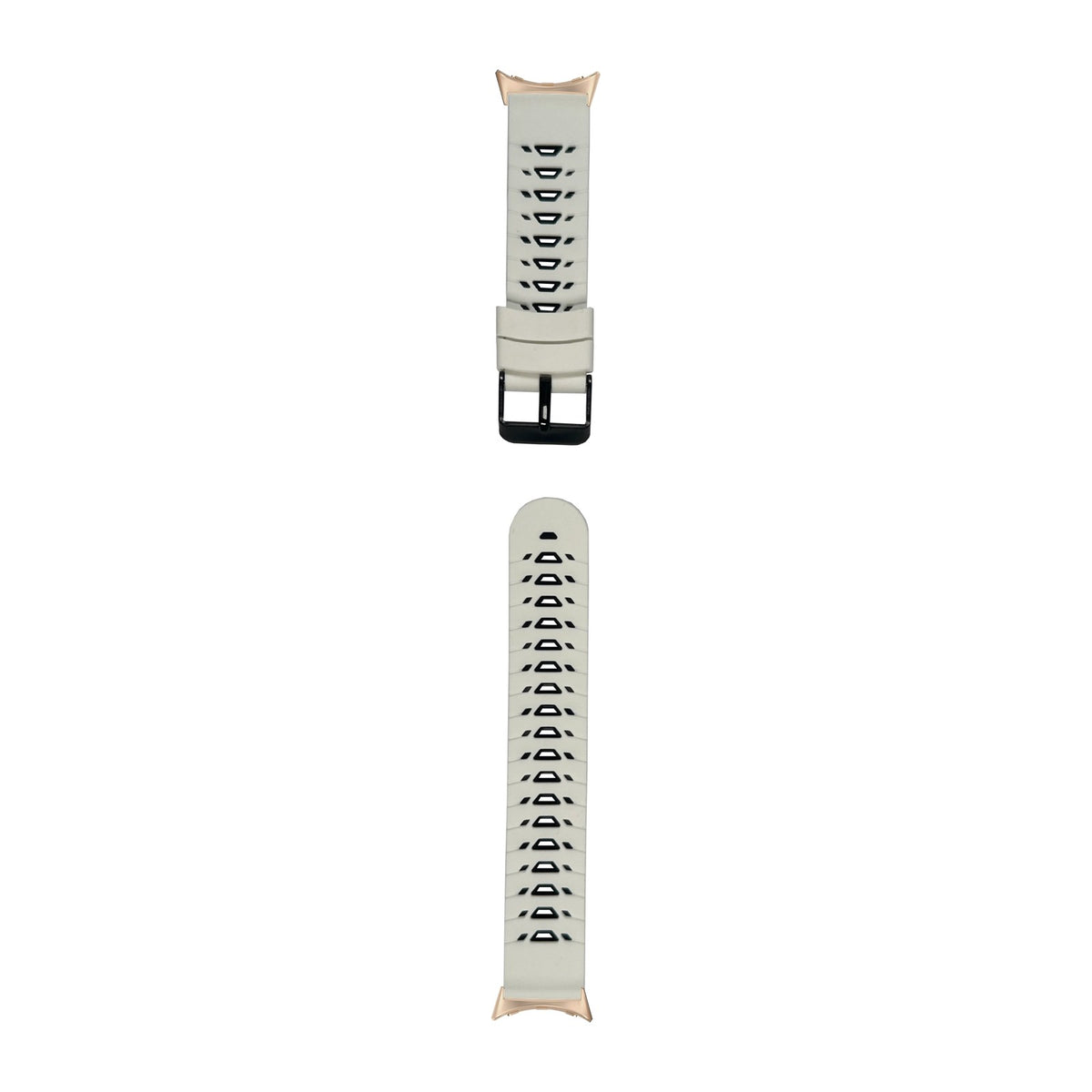 Flexi Silicone - Armour White/Black Rose Gold with Google Pixel Spring Bar Adapters - Wear Any 20mm Strap! for Pixel Watch 3-5 45mm