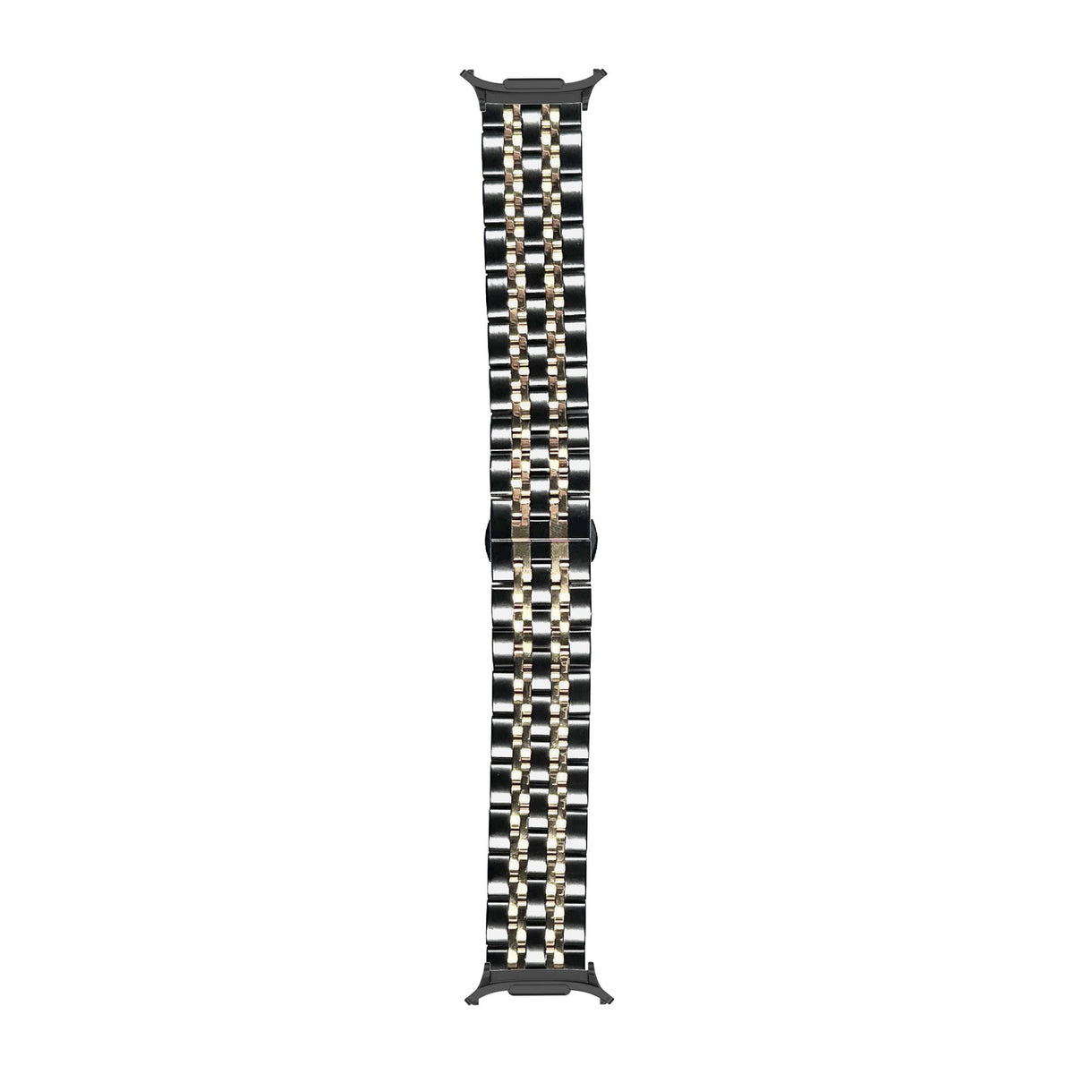 Steel Bracelet Deployant Clasp 2 - Black / Gold Black with Strap Adapter for Galaxy Watch 8-9/Ultra