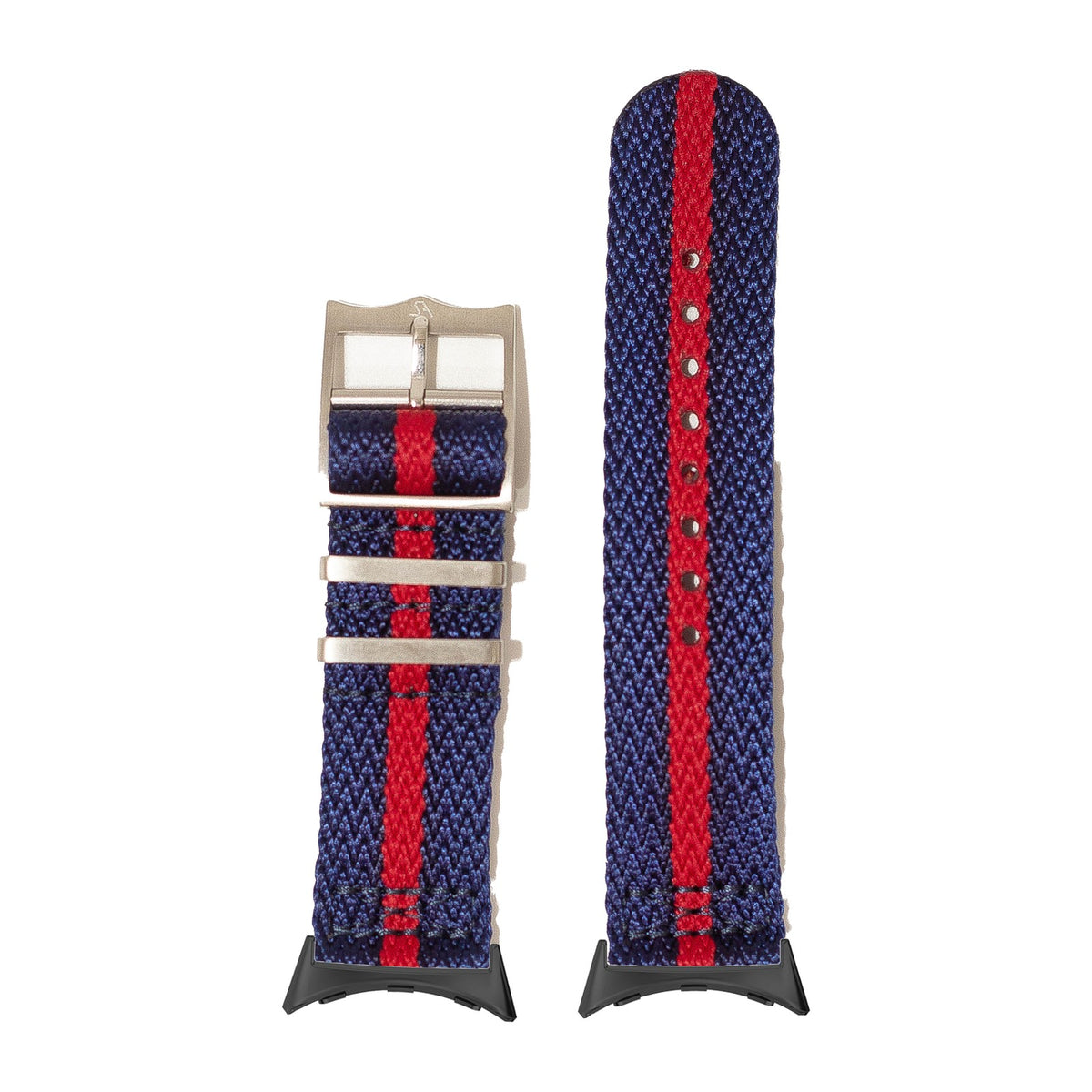 Sharktooth Militex - Blue / Red Black with Google Pixel Spring Bar Adapters - Wear Any 20mm Strap! for Pixel Watch 3-5 45mm