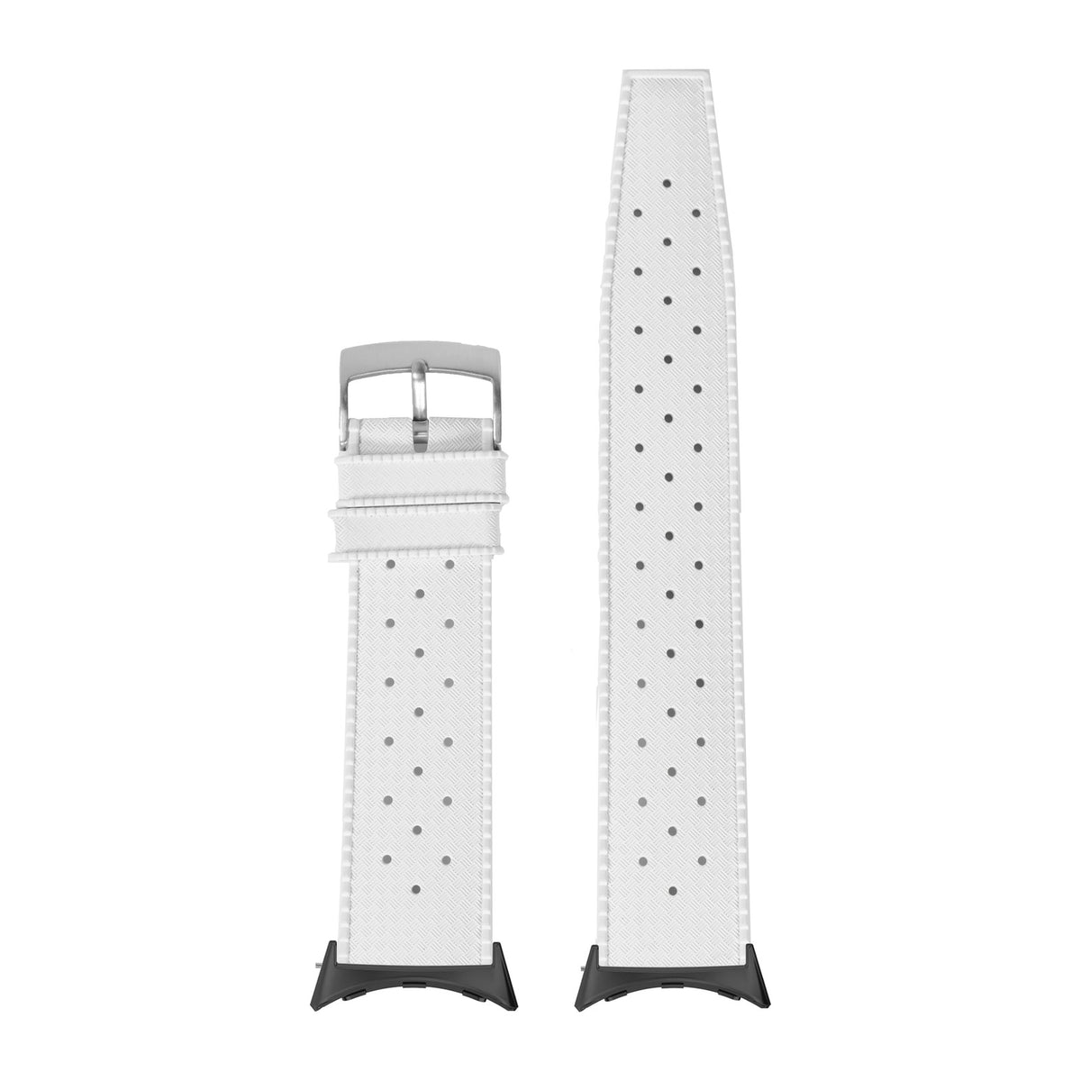 King Tropic FKM Rubber - White Black with Google Pixel Spring Bar Adapters - Wear Any 20mm Strap! for Pixel Watch 1-5 41mm