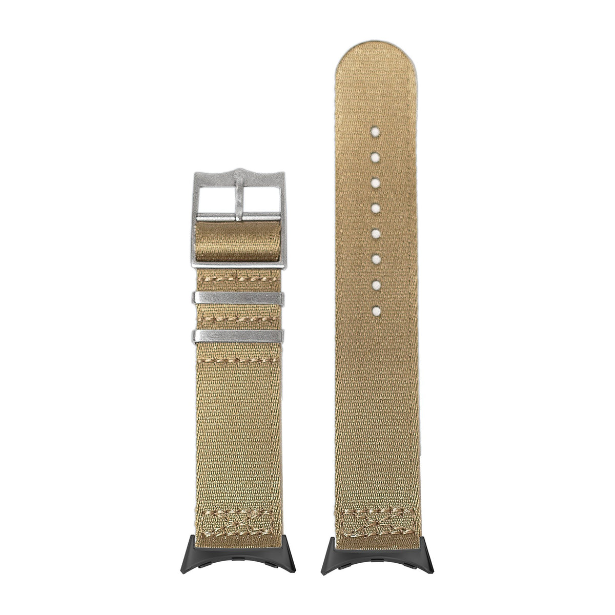 Ultra Militex - Desert Sand S-M Black with Google Pixel Spring Bar Adapters - Wear Any 20mm Strap! for Pixel Watch 1-5 41mm