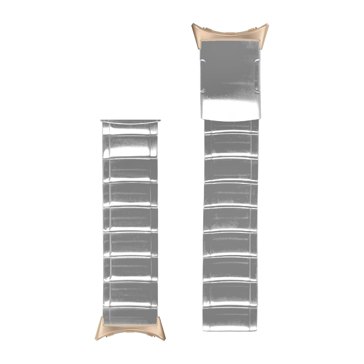 Link Bracelet Silver Rose Gold with Google Pixel Spring Bar Adapters - Wear Any 20mm Strap! for Pixel Watch 1-5 41mm