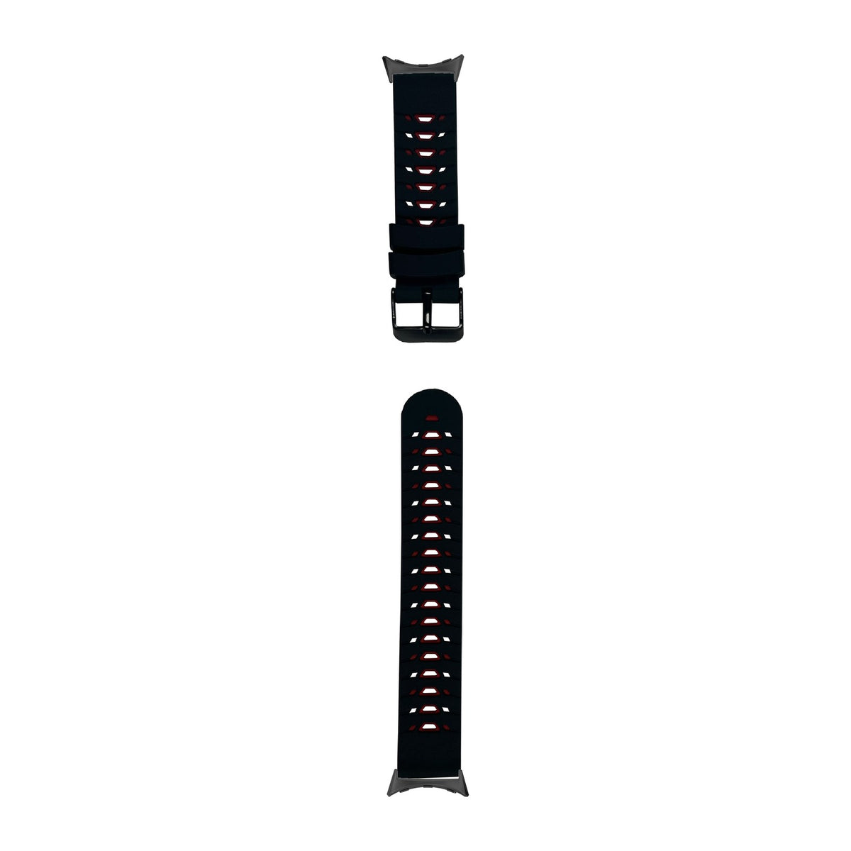 Flexi Silicone - Armour Black/Red Black with Google Pixel Spring Bar Adapters - Wear Any 20mm Strap! for Pixel Watch 3-5 45mm