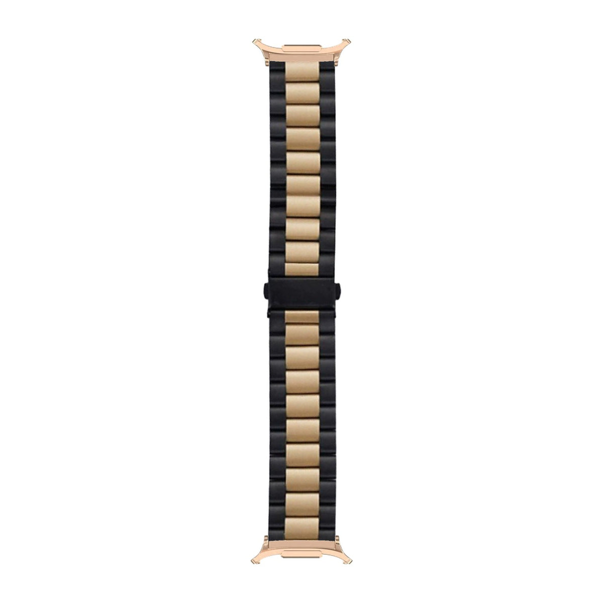 Steel Bracelet Rose Gold with Deployant Clasp - Black/Rose Gold with Strap Adapter for Galaxy Watch 8-9/Ultra