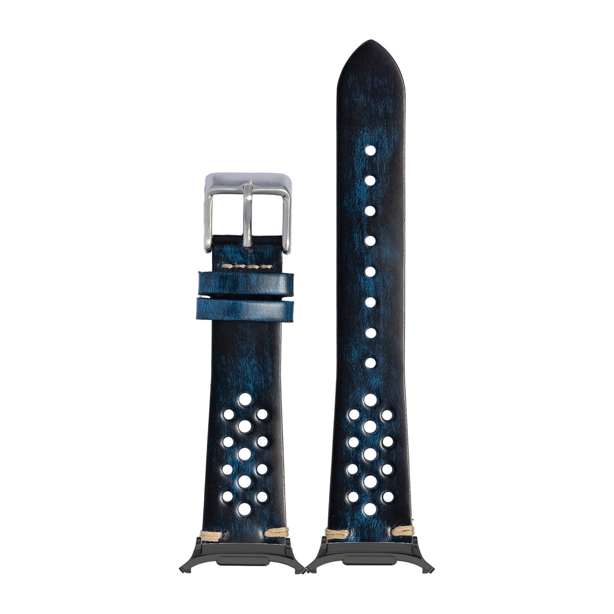 Vintage Rally Leather - Smoked Blue for the Galaxy Watch 8, 9 and Ultra with adapter fitted
