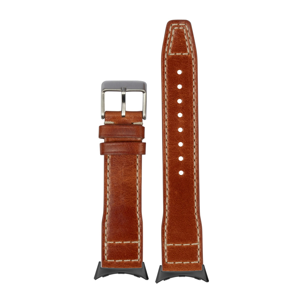 Pilot Leather - Brown with Google Pixel Spring Bar Adapters - Wear Any 20mm Strap! for Pixel Watch 1-5 41mm