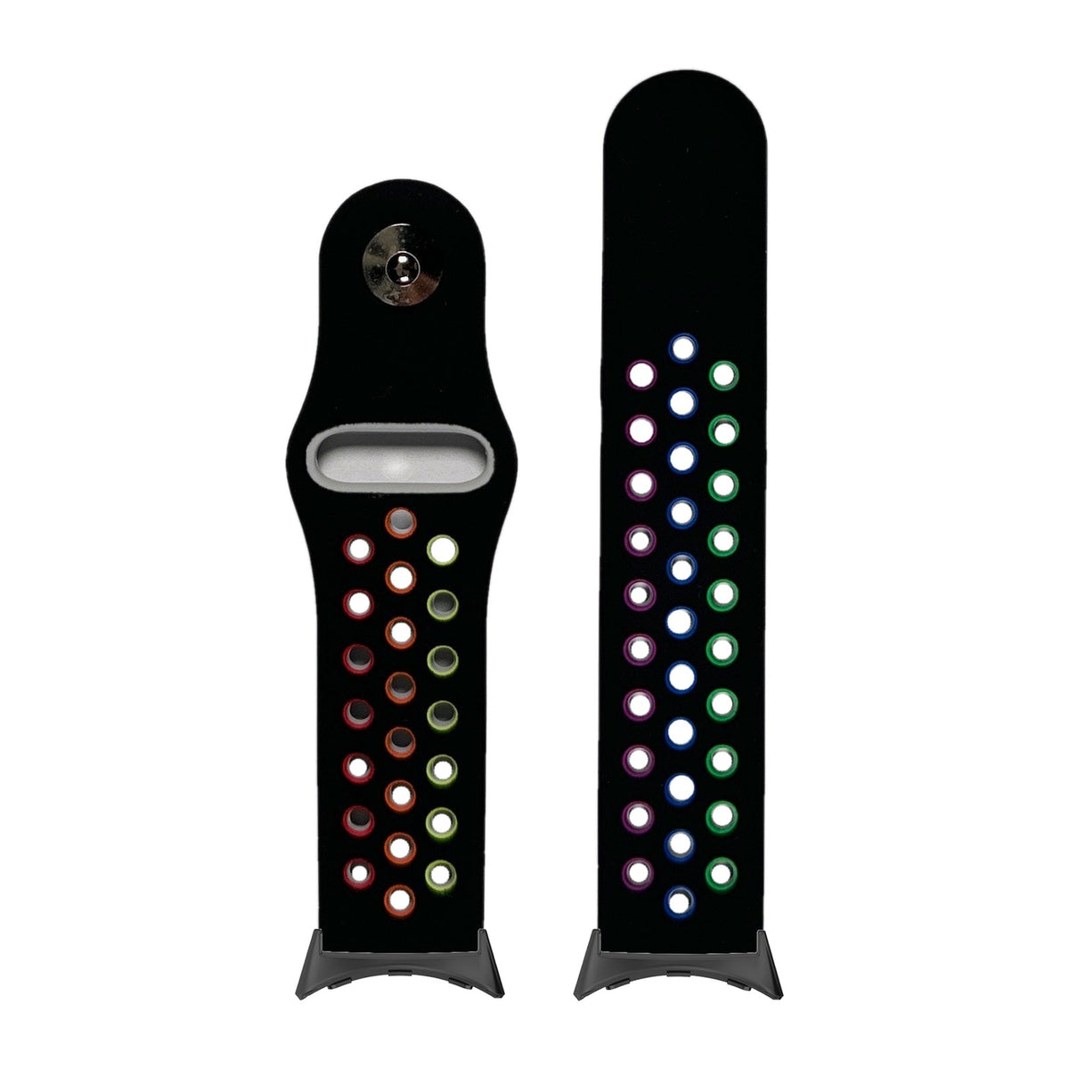 Rainbow Sports Silicone Black Black with Google Pixel Spring Bar Adapters - Wear Any 20mm Strap! for Pixel Watch 3-5 45mm
