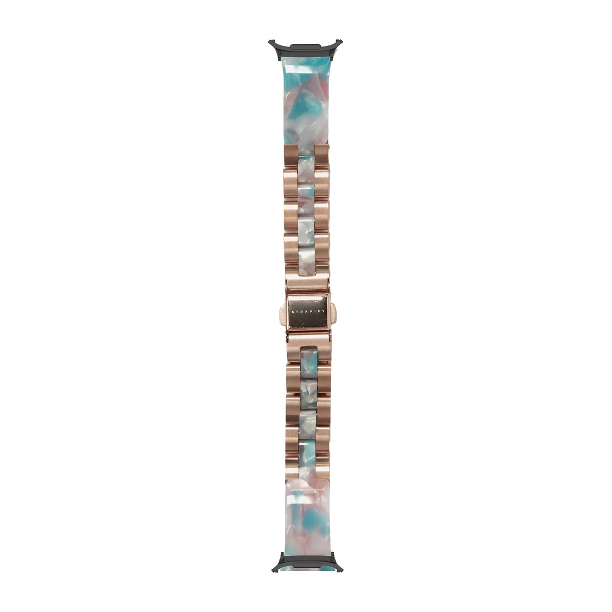 Acetate Bangle - Blue Pearl / Rose Gold Black with Strap Adapter for Galaxy Watch 8-9/Ultra