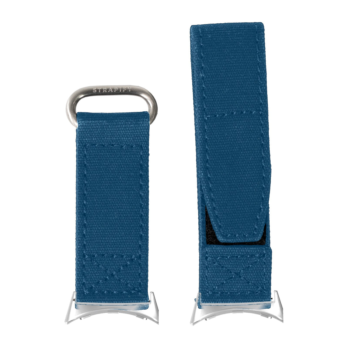 Military Velcro - Petrol Blue Silver with Google Pixel Spring Bar Adapters - Wear Any 20mm Strap! for Pixel Watch 1-5 41mm