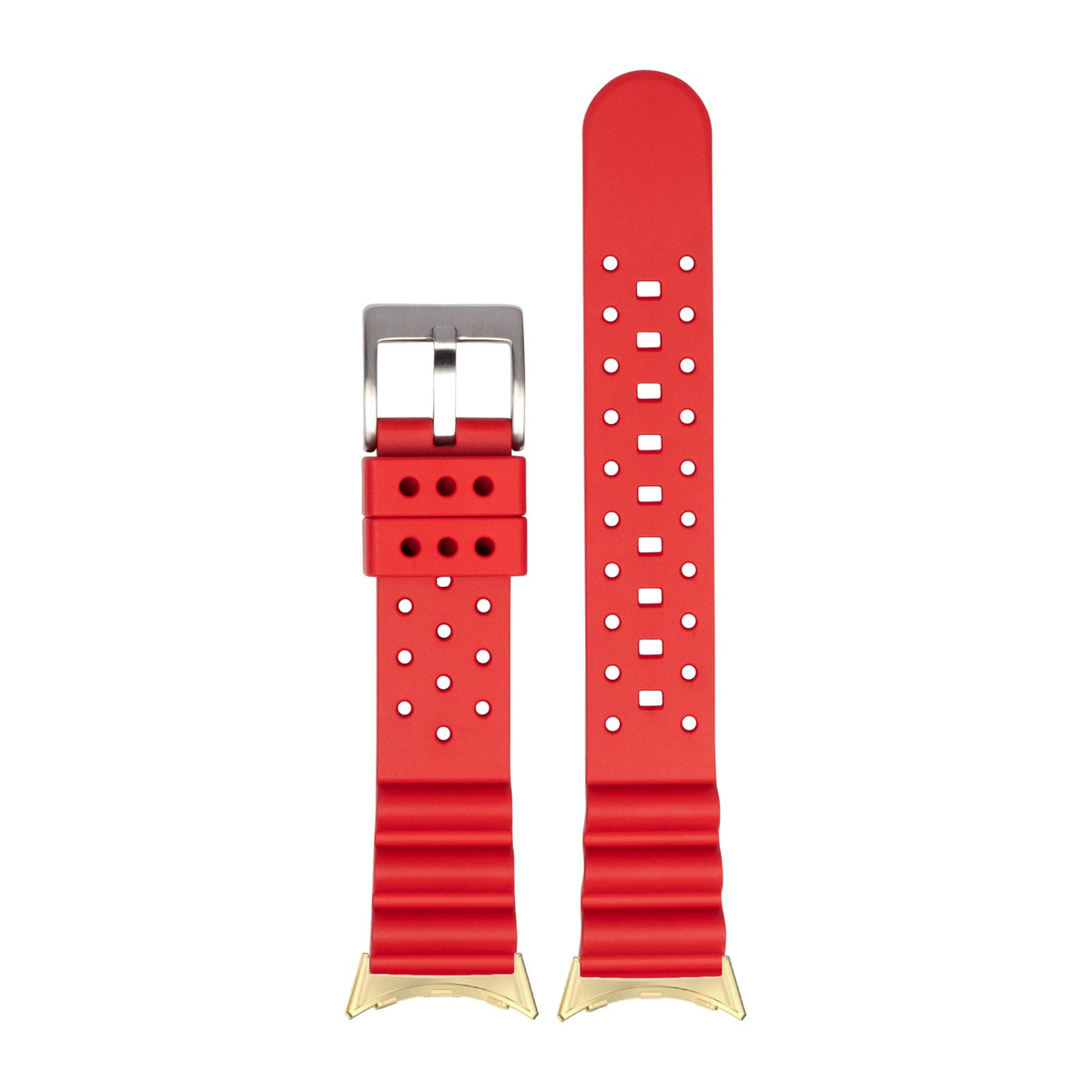 Diver's FKM Rubber Red Gold with Google Pixel Spring Bar Adapters - Wear Any 20mm Strap! for Pixel Watch 1-5 41mm
