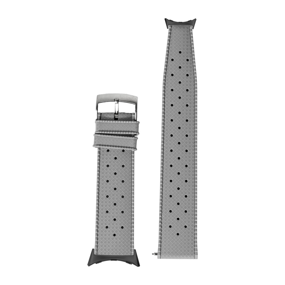 King Tropic FKM Rubber - Grey with Google Pixel Spring Bar Adapters - Wear Any 20mm Strap! for Pixel Watch 3-5 45mm