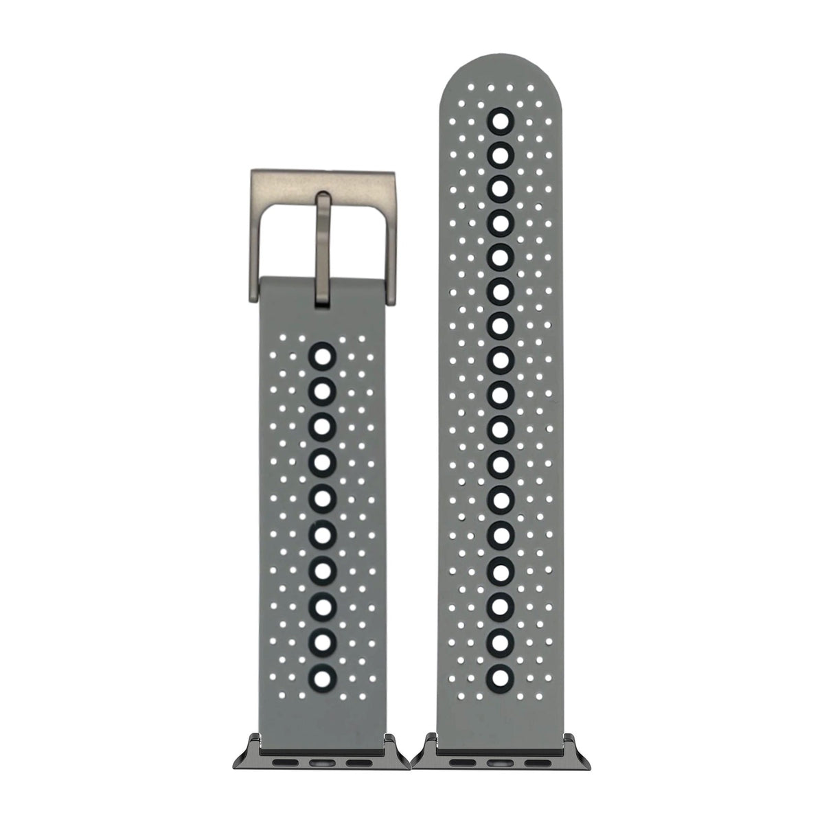 Flexi Sports Silicone 2 Grey Black with Connecters - Spring Bar Type for Apple Watch