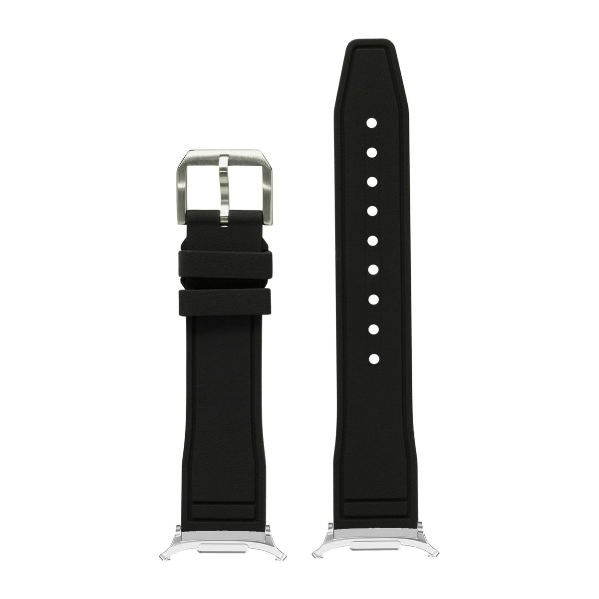 FKM Rubber - Pilot Black Silver with Strap Adapter for Galaxy Watch 8-9/Ultra