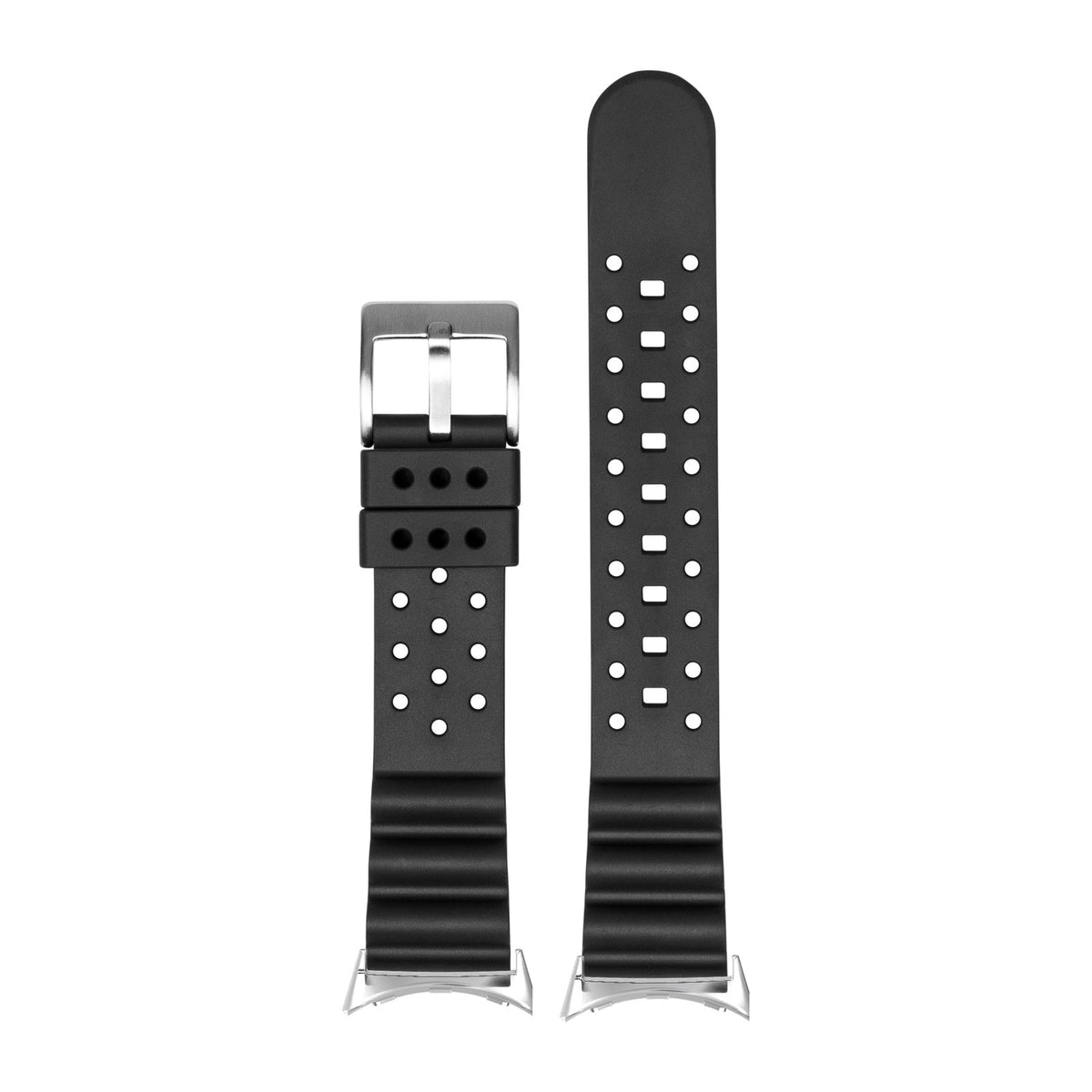 Diver's FKM Rubber Black Silver with Google Pixel Spring Bar Adapters - Wear Any 20mm Strap! for Pixel Watch 1-5 41mm