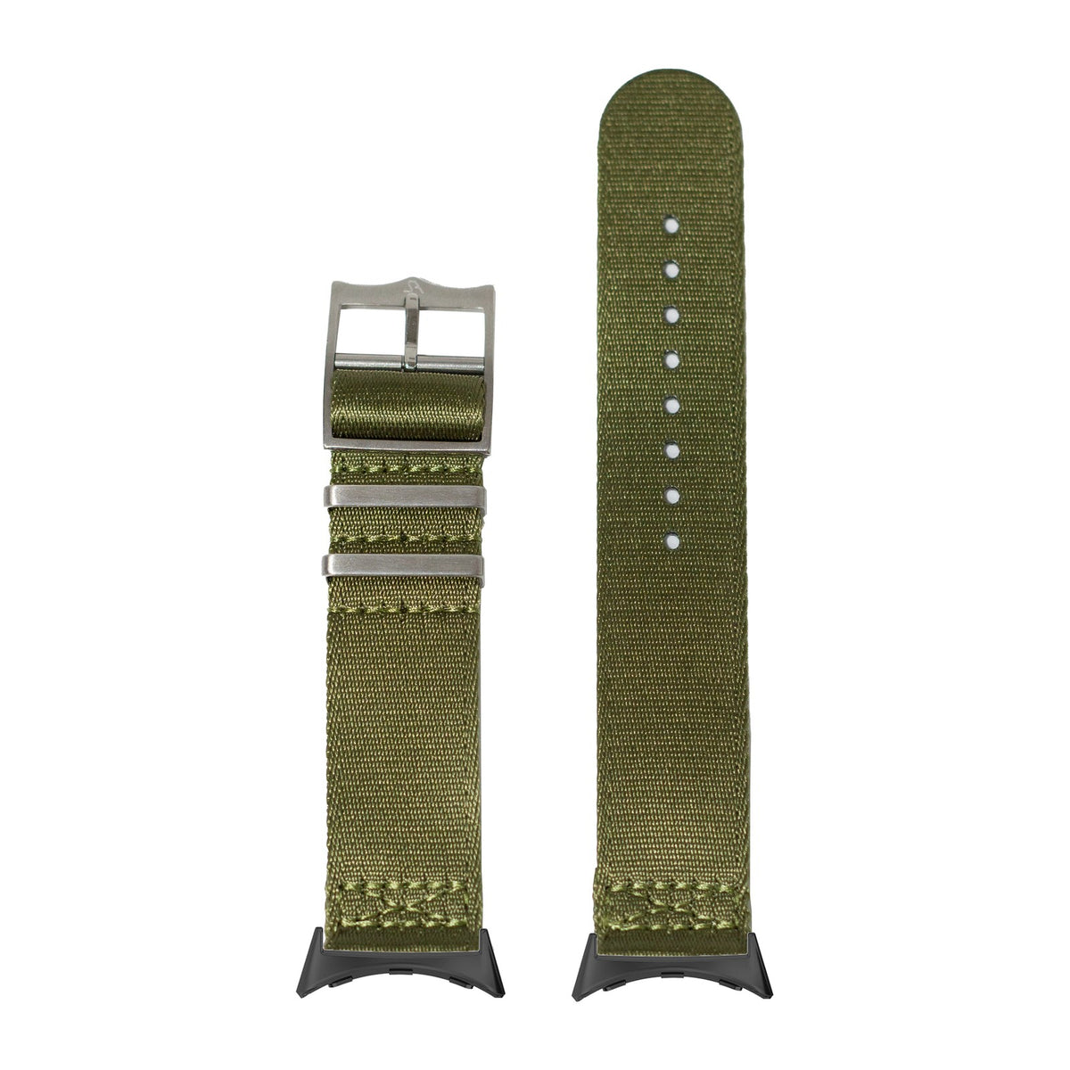 Ultra Militex - Army Green Black with Google Pixel Spring Bar Adapters - Wear Any 20mm Strap! for Pixel Watch 1-5 41mm