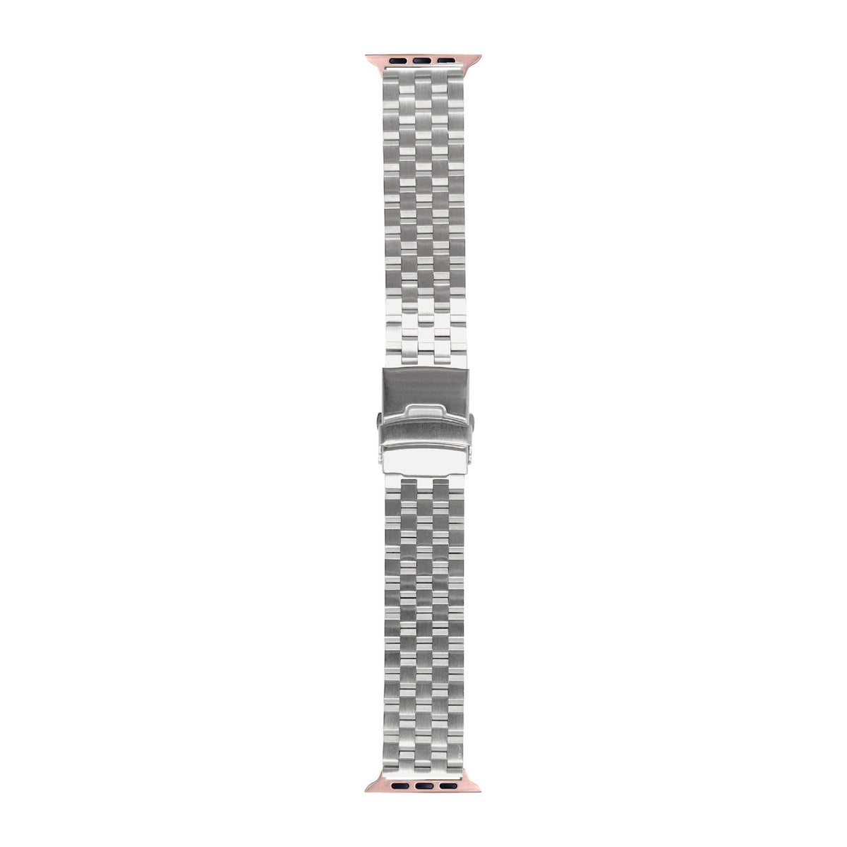 Engineer Bracelet - Folding Deployant Clasp - Silver Rose Gold with Connecters - Spring Bar Type for Apple Watch