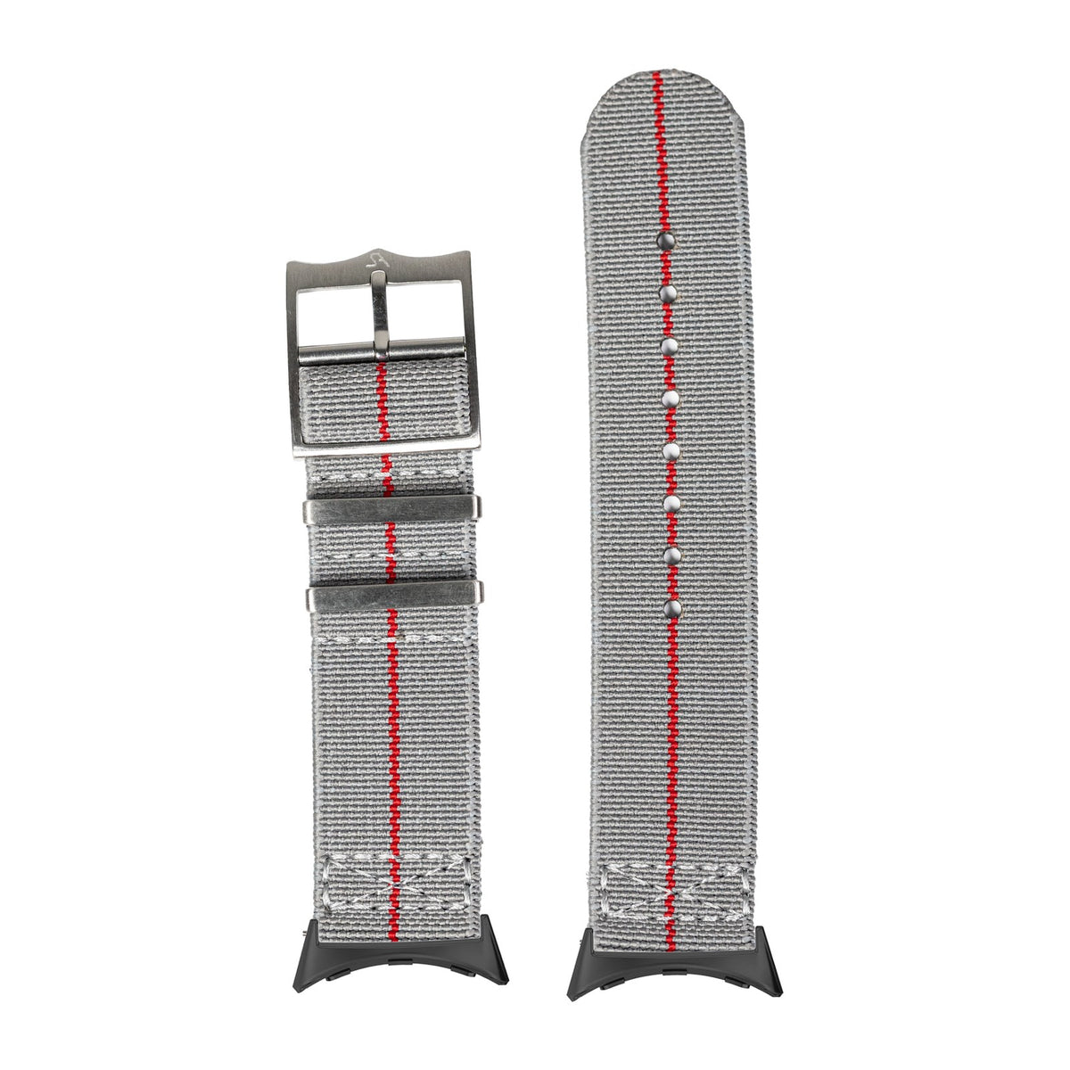 ElastoFlex - Grey/Red with Google Pixel Spring Bar Adapters - Wear Any 20mm Strap! for Pixel Watch 3-5 45mm