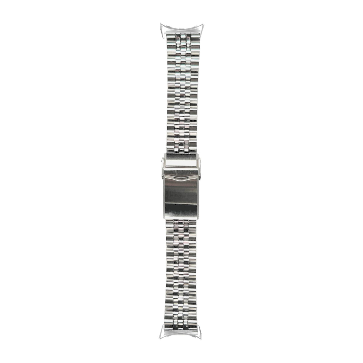 Angus-J Louis Steel Bracelet Silver with V-Clasp with Google Pixel Spring Bar Adapters - Wear Any 20mm Strap! for Pixel Watch 1-5 41mm