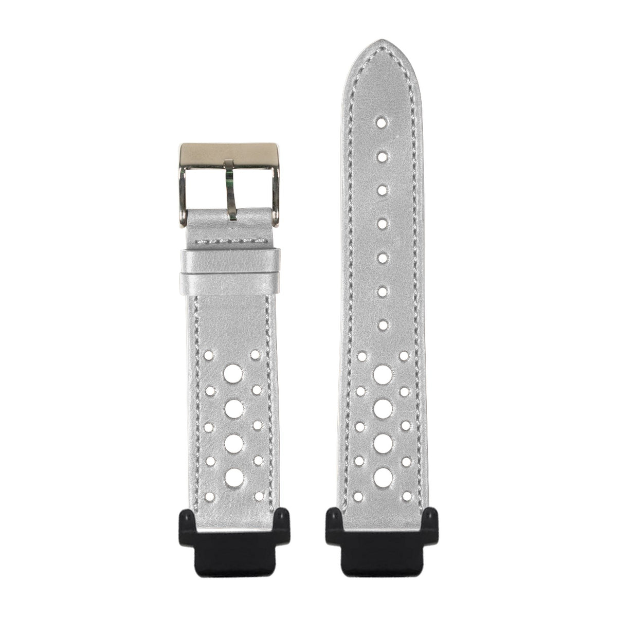 Leather - Daytona - Grey Black with Garmin Forerunner 220/ 230/ 235/ 620/ 630/ 735XT Strap Adapters for Garmin Forerunner 220/ 230/ 235/ 620/ 630/ 735XT