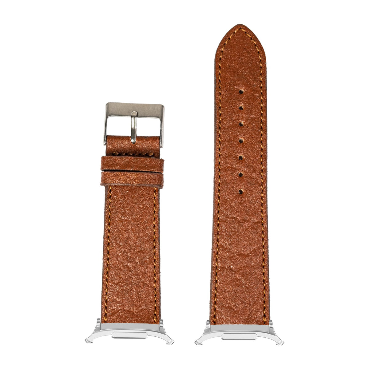 Pineapple Vegan Leather - Brown Silver with Strap Adapter for Galaxy Watch 8-9/Ultra