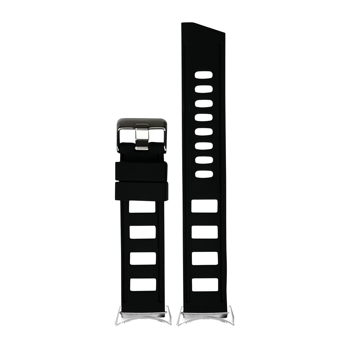 Iso Silicone Black Silver with Google Pixel Spring Bar Adapters - Wear Any 20mm Strap! for Pixel Watch 1-5 41mm