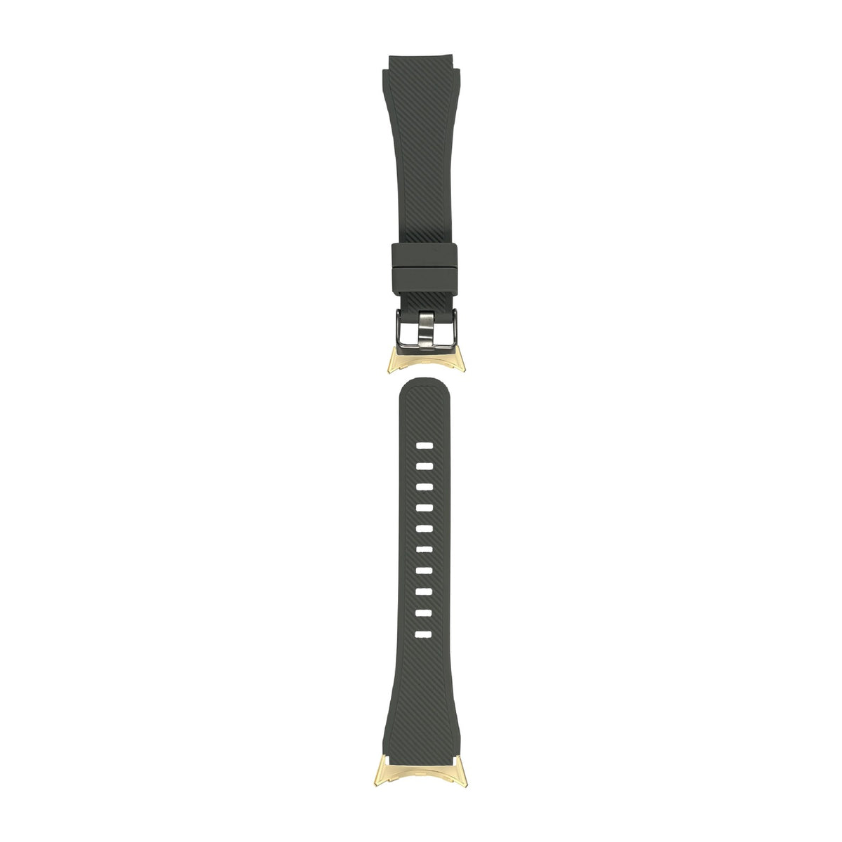 Flexi Silicone Grey Gold with Google Pixel Spring Bar Adapters - Wear Any 20mm Strap! for Pixel Watch 3-5 45mm