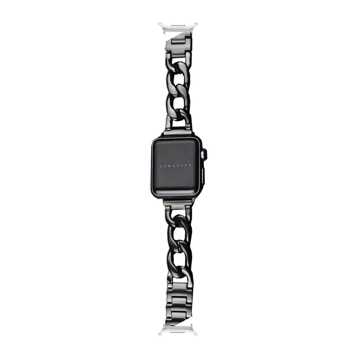 Chain Link Bracelet - Black Silver with Strap Adapter for Galaxy Watch 8-9/Ultra