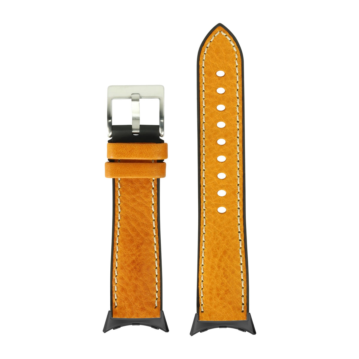Italian Leather & FKM Rubber Hybrid Tan with Google Pixel Spring Bar Adapters - Wear Any 20mm Strap! for Pixel Watch 3-5 45mm