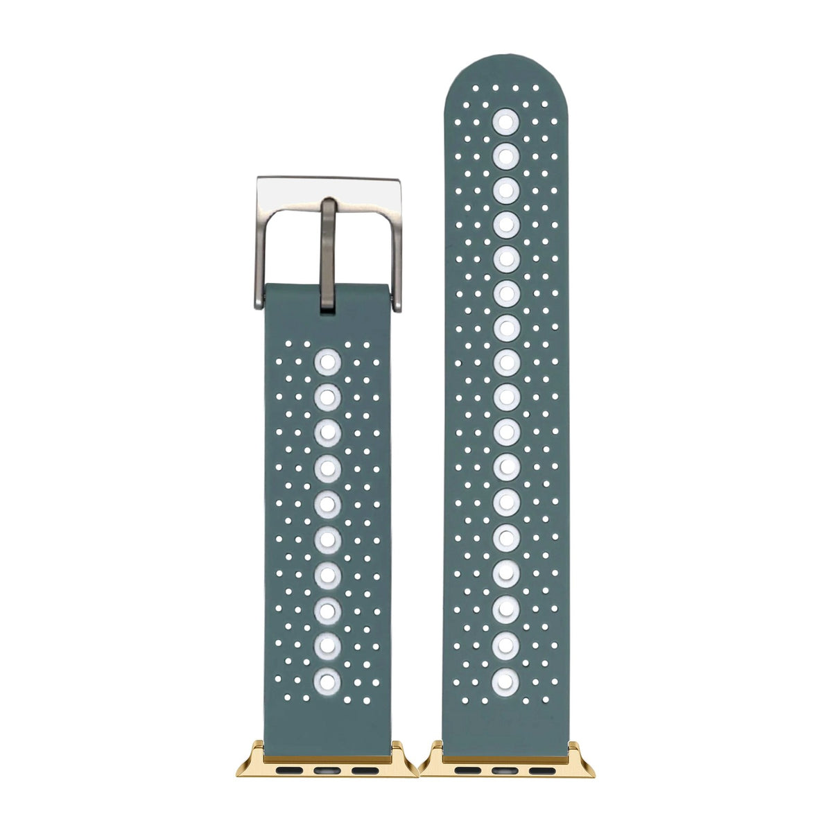 Flexi Sports Silicone 2 Sage Green Gold with Connecters - Spring Bar Type for Apple Watch