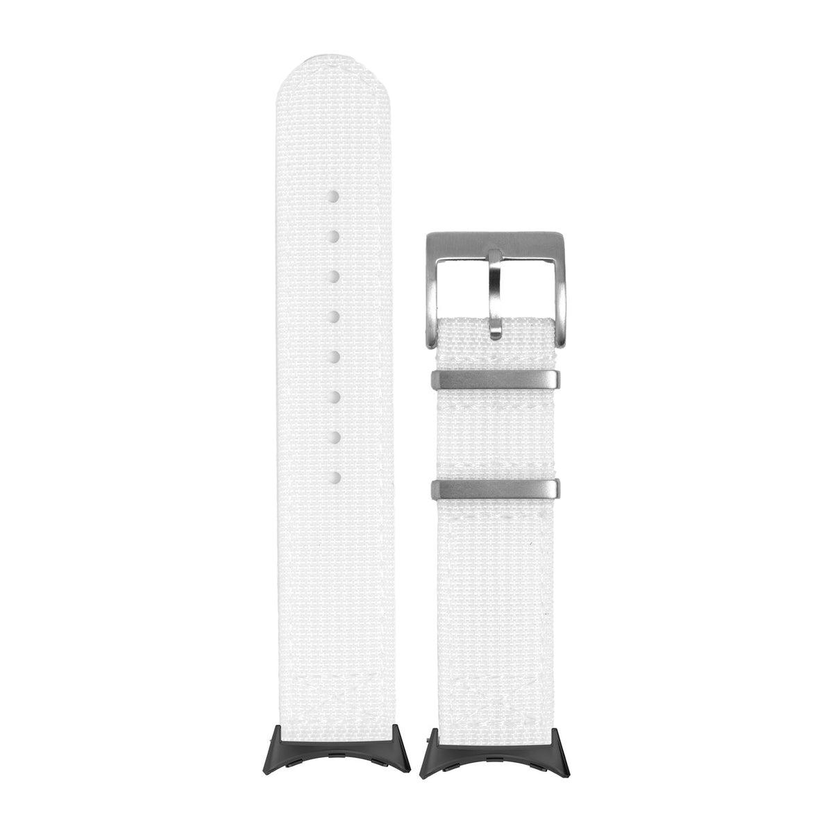 Alpha Militex - White Silver Small/Medium Black with Google Pixel Spring Bar Adapters - Wear Any 20mm Strap! for Pixel Watch 3-5 45mm