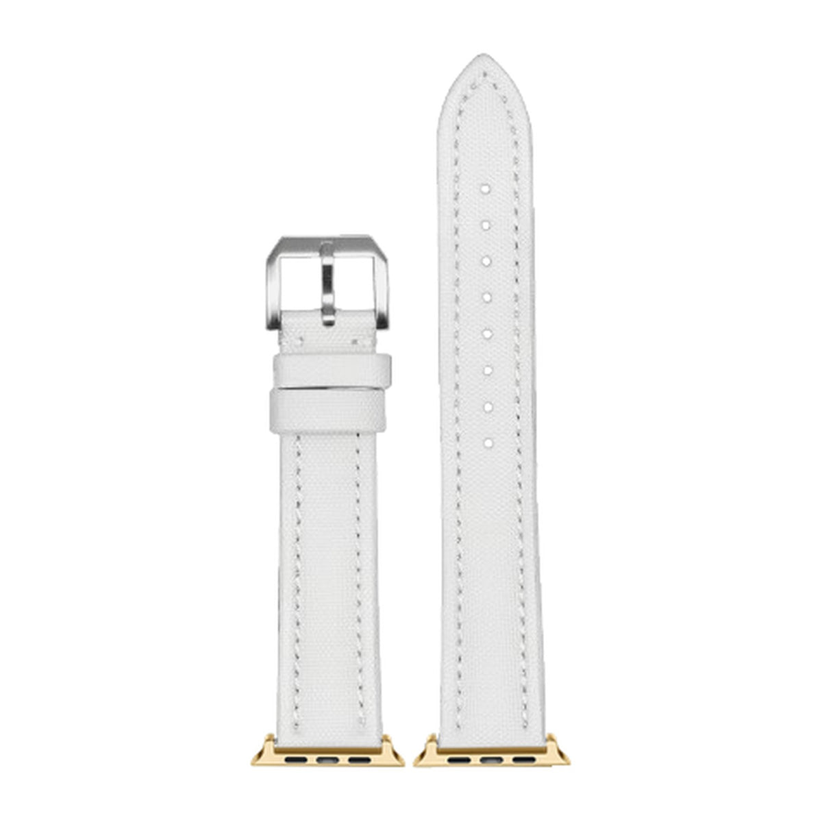 King Sailcloth - White Small / Medium Gold with Connecters - Spring Bar Type for Apple Watch