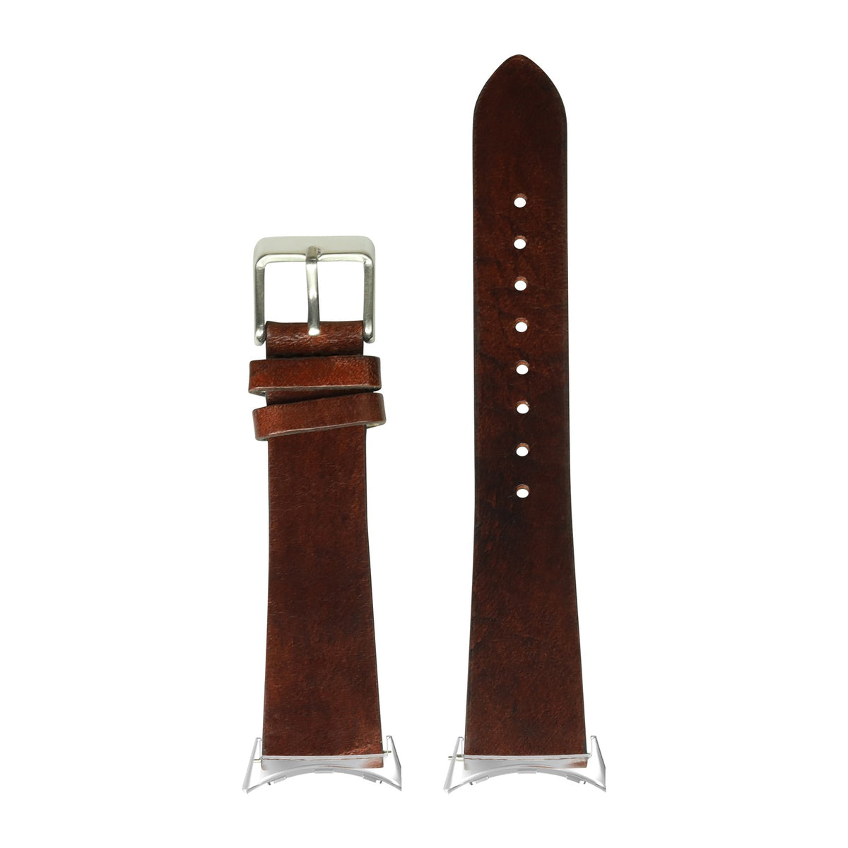 Vintage Leather - Smoked Dark Brown Silver with Google Pixel Spring Bar Adapters - Wear Any 20mm Strap! for Pixel Watch 1-5 41mm
