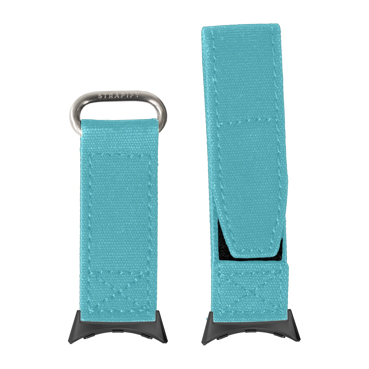 Military Velcro - Sky Blue Black with Google Pixel Spring Bar Adapters - Wear Any 20mm Strap! for Pixel Watch 3-5 45mm